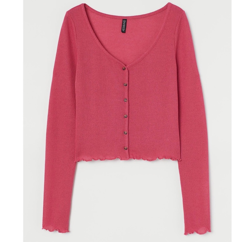 H&M raspberry pink shirt cardigan